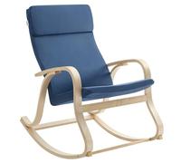 SONGMICS, Chaise à Bascule, Fauteuil Relaxant, Charge Max. 120 kg, Structure en Bois de Bouleau, Housse en Coton, Bleu Minuit LYY030Q01, 65 x 91 x 99 cm