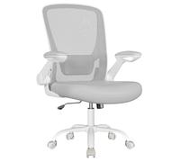 SONGMICS Chaise Bureau Ergonomique, Tissu en Maille, Support Lombaire, Mécanisme à Bascule, Assise Large de 53 cm, Accoudoirs Rabattables, pour Bureau, Chambre, Gris Tourterelle OBN037G02