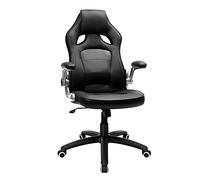 SONGMICS Chaise de bureau de forme sportive, pivotant, avec accoudoirs inclinables, Dossier haut, Hauteur réglable, Inclinable pour se balancer, Design ergonomique, Noir OBG62B 68 x 68 (115-125) cm