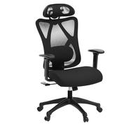 SONGMICS Chaise de bureau ergonomique en maille avec soutien lombaire réglable, 150 kg, noir encre