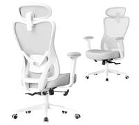 SONGMICS Chaise de Bureau Ergonomique, Fauteuil de Bureau, Appui-Tête et Soutien Lombaire Réglables, Supporte Jusqu’à 150 kg, Hauteur Réglable, Gris Tourterelle OBN066GD01