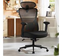 SONGMICS Chaise de Bureau Ergonomique, Fauteuil de Bureau, Appui-Tête et Soutien Lombaire Réglables, Supporte Jusqu’à 150 kg, Hauteur Réglable, Noir d'encre OBN066BH01