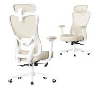 SONGMICS Chaise de Bureau Ergonomique, Supporte Jusqu’à 150 kg | Fauteuil de Bureau, Appui-Tête et Soutien Lombaire Réglables, Hauteur Réglable, Beige sable, Collection KIME OBN066LF01