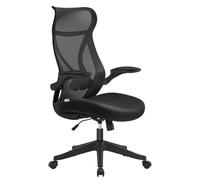 SONGMICS Chaise de Bureau, Fauteuil, Dossier Ergonomique, Réglable en Hauteur, Accoudoirs Rabattables, Pivotantant avec Appui-tête, Capacité de 150 kg, Noir d'encre OBN088B01