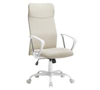 SONGMICS Chaise de Bureau, Fauteuil Ergonomique en Tissu Aspect Lin | Siège Pivotant à Roulettes, Réglable en Hauteur, 64 x 64 x (119-129) cm, Beige Clair, Collection KIME OBN034K01