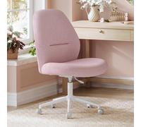 SONGMICS Chaise de Bureau, Fauteuil Ergonomique, Hauteur Réglable, Siège Pivotant, Dossier Haut, Rembourrée, Assise Large, Tissu Coton-Lin, pour Jeunes, Rose Bonbon OBG044R01V1