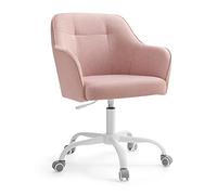 SONGMICS Chaise de Bureau, Fauteuil Ergonomique, Réglable en Hauteur | Siège Pivotant, Capacité 110 kg, Cadre en Acier, Tissu aspect lin respirant, Rose bonbon, Collection TYRA OBG019P01