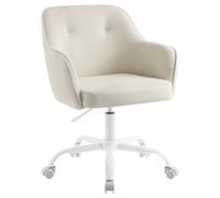 SONGMICS Chaise de Bureau, Fauteuil Ergonomique, Réglable en Hauteur | Siège Pivotant, Capacité 110 kg, Cadre en Acier, Tissu en Velours Côtelé Respirant, Beige, Collection TYRA OBG019LZ01