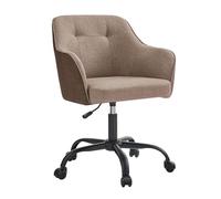 SONGMICS Chaise de Bureau, Fauteuil Ergonomique, Siège Pivotant, Réglable en Hauteur, Capacité 110 kg, Cadre en Acier, Tissu en Coton-Lin Respirant, pour Bureau, Chambre, Marron OBG019K01