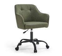 SONGMICS Chaise de Bureau, Fauteuil Ergonomique, Siège Pivotant, Réglable en Hauteur, Capacité 110 kg, Cadre en Acier, Tissu en Coton-Lin Respirant, pour Bureau, Chambre, Vert OBG019C01