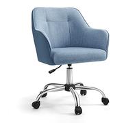 SONGMICS Chaise de Bureau, Fauteuil Ergonomique, Siège Pivotant, Réglable en Hauteur, Capacité 110 kg, Cadre en Acier, Tissu en Coton-Lin Respirant, pour Bureau, Chambre, Bleu OBG019Q01