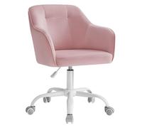 SONGMICS Chaise de Bureau, Fauteuil Ergonomique, Siège Pivotant, Réglable en Hauteur, Capacité 110 kg, Cadre en Acier, Tissu Velours Respirant, pour Bureau, Chambre, Rose Bonbon OBG019P02