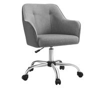 SONGMICS Chaise de Bureau, Fauteuil Ergonomique, Siège Pivotant, Réglable en Hauteur, Capacité 110 kg, Cadre en Acier, Tissu en Coton-Lin Respirant, pour Bureau, Chambre, Gris OBG019G01