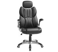SONGMICS Chaise de Bureau, Fauteuil Gamer Ergonomique, Accoudoirs Pliables | Siège, Mécanisme à Bascule, Hauteur Réglable, Roulettes Auto-bloquantes, Noir d'Encre, Collection STEVON OBG65BK