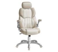 SONGMICS Chaise de Bureau, Fauteuil Gamer Ergonomique, Mécanisme à Bascule, Roulettes Pivotantes, Hauteur Réglable, Blanc Crème