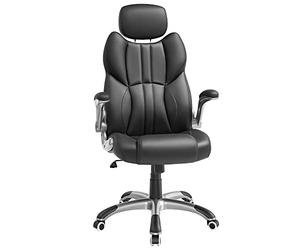 SONGMICS Chaise de Bureau, Fauteuil Gamer Ergonomique, Siège, Mécanisme à Bascule, Accoudoirs Pliables, roulettes Pivotantes, Hauteur Réglable, Chaise E-Sport, Noir d'encre OBG65BK