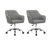 SONGMICS Chaise de Bureau, Lot de 2, Fauteuil Ergonomique, Siège Pivotant, Réglable en Hauteur, Capacité 110 kg, Cadre en Acier, Tissu en Coton-Lin Respirant, pour Bureau, Chambre, Gris OBG919G01