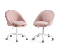SONGMICS Chaise de Bureau, Lot de 2, Fauteuil Pivotant, Siège Confort, Rembourrage en Mousse, Réglable en Hauteur, pour Bureau, Chambre, Rose OBG920P01