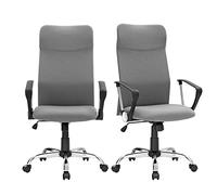 SONGMICS Chaise de Bureau Lot de 2 Pcs Chaise de Bureau Ergonomique Chaise Pivotante Chaise de Salle de Conférence Housse en Tissu Réglable en Hauteur et Inclinaison Charge Charge Jusqu'à 120KG Gris