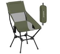 SONGMICS Chaise de camping, de plage, de jardin, pliable, réglable en hauteur, structure en acier, charge jusqu'à 150 kg, 2 poches latérales, appuie-tête, voyage, vert GCB051CZ01