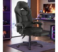 SONGMICS Chaise de Jeu, Chaise d'Ordinateur, Ergonomique, avec Repose-Pieds, Coussin de Tête Ajustable, Support Lombaire, Capacité de Charge de 150 kg, Noir d'encre OBG077BH21