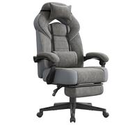 SONGMICS Chaise de Jeu, Chaise d'Ordinateur, Ergonomique, avec Repose-Pieds, Coussin de Tête Ajustable, Support Lombaire, Capacité de Charge de 150 kg, Gris Ardoise OBG077G01
