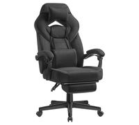 SONGMICS Chaise de Jeu, Chaise d'Ordinateur, Ergonomique, avec Repose-Pieds, Coussin de Tête Ajustable, Support Lombaire, Capacité de Charge de 150 kg, Noir d'encre OBG077BH21