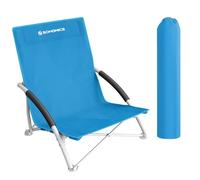 SONGMICS Chaise de plage portable, avec dossier haut, pliable, légère, confortable, grande charge, Chaise d’extérieur, Bleu GCB61S