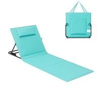 SONGMICS Chaises Longues, Transats de Plage, avec Appui-tête, Dossier Inclinable, Portables, avec Bandoulières, pour Camping, Piscine, 158 x 55 cm, Lot de 2, Bleu Lac GCB251C01