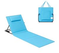 SONGMICS Chaise Longue, Transat de Plage, Bain de Soleil, Dossier Inclinable, Portable, avec Bandoulières, pour Camping, Jardin, Piscine, 158 x 55 cm, Bleu Ciel GCB151Q01