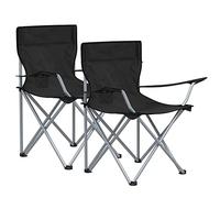 SONGMICS Chaise Pliante Camping, Lot de 2, avec Accoudoir, Porte-gobelet | Chaise de Pêche Extérieur, Capacité 120 kg, Portable, Pliable, Jardin, Plage, Terrasse, Noir, Collection SANDY GCB01BK