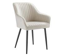 SONGMICS Chaise Salle à Manger, Lot de 4, Chaise de Cuisine, Fauteuil en Velours, avec Accoudoirs, Charge Max. 120 kg, Pieds en Métal, pour Salle à Manger, Beige Cappuccino et Noir d'encre LDC087W14