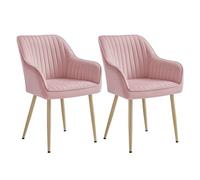Songmics Chaise salle à manger LDC087R01 – Velours rembourrée, accoudoirs, 120 kg, Rose bonbon