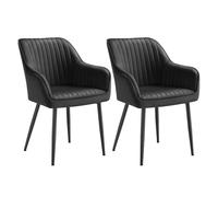 SONGMICS Chaise Salle à Manger, Lot de 4, Chaise de Cuisine, Fauteuil en Velours, Rembourrée, avec Accoudoirs, Charge Max. 120 kg, Pieds en Métal, Noir d'encre LDC087B14
