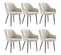 SONGMICS Chaise Salle à Manger, Lot de 6, Chaise de Cuisine, Fauteuil en Velours, avec Accoudoirs, Charge Max. 120 kg, Pieds en Métal, pour Salle à Manger, Beige Cappuccino et Noir d'encre LDC087W16