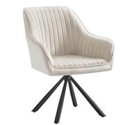 SONGMICS Chaise Salle à Manger, Pivotante, Rembourrée, Velours | Avec Accoudoirs, Pieds en Acier, Charge 120 kg, pour Cuisine, Beige cappuccino et Noir d'encre, Collection TYRA KDC161LH01