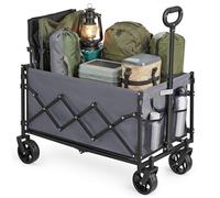 SONGMICS Chariot de Transport Pliable, Chariot de Campings, Compact, avec Poignée, 4 Roues Renforcées Dont 2 Roues Universelles, Extérieur, Jardin, Charge 120 kg, 150 L, Gris Ardoise GFW150GD01