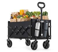 SONGMICS Chariot de Transport Pliable, Compact, 120 kg, 90 L | Chariot de Campings, avec Poignée, 4 Roues Renforcées dont 2 Roues Universelles, Noir D'Encre, Collection SANDY GFW909B01