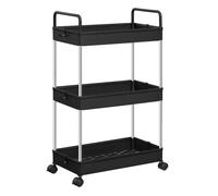 SONGMICS Chariot de Rangement 3 Niveaux, Étagère de Cuisine avec roulettes, Organisateur de Salle de Bain, Gain de Place, avec Poignées, 23,6 x 42 x 67,6 cm, Noir KSC019B01