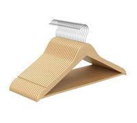 SONGMICS Cintre Bois, Lot de 20, avec Encoches Antiglisse, Barre Antidérapante pour Pantalons, Crochet Pivotant à 360°, pour Costumes, Chemises, Manteaux, Couleur Boisée CRW040K01