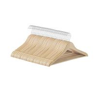 SONGMICS Cintre Bois, Lot de 36, avec Encoches Antiglisse, Barre Antidérapante pour Pantalons, Crochet Pivotant à 360°, pour Costumes, Chemises, Manteaux, Beige Naturel CRW010N36