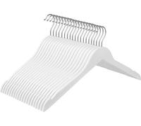 SONGMICS Cintre en bois massif, 20 pièces, cintre en bois avec encoches, crochet pivotant à 360°, antidérapant, pour manteaux, costumes, vestes, chemises, blanc