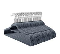 SONGMICS Cintre en Velours, Lot de 100, Antiglisse, Barre à Cravate | Crochet Pivotant 360°, Épaisseur 0,6 cm, Longueur 42,7 cm, Gris et Argent, Collection BREANNA CRF100VX