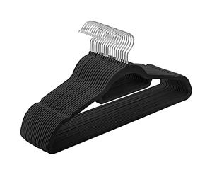 SONGMICS Cintre en Velours, Lot de 20, Antiglisse, avec Barre à Cravate et Crochet Pivotant à 360°, Épaisseur 0,6 cm, Gain de Place, Longueur 43,5 cm, pour Manteau, Robe, Pantalon, Noir CRF20B