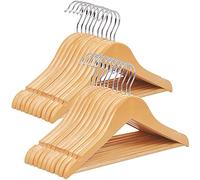SONGMICS Cintre Enfant en Bois, Lot de 20, avec Barre de Suspension, Encoches, Crochet Rotatif à à 360°, Longueur 35 cm, Couleur Naturelle + Argent CRW006-20, Naturel