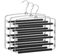 SONGMICS Cintre pour Pantalons, Lot de 3 Cintres Métalliques à Multiples Niveaux, Gain de Place, Stable avec Barres Antidérapantes, Pivotantes pour Jeans, Pantalons, Cravates, Ceintures CRI041BK