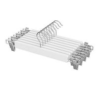 SONGMICS Cintre pour Pantalons, Lot de 8, en Bois, avec Pinces réglables | Porte-pantalons, antiglisse, pour pantalons, shorts et jupes, Blanc, Collection CASON CRW009W01