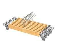 SONGMICS Cintre pour Pantalons, Lot de 8, Porte-Pantalons, en Bois, avec Pinces réglables, antiglisse, pour Pantalons, Shorts et Jupes, Couleur Boisée CRW009N01