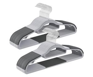 SONGMICS Cintres 30 pièces, cintres en Plastique, antidérapant, Gain de Place, épaisseur 0,5 cm, Longueur 42 cm, Crochet pivotant à 360° Argent, Gris Clair et Gris foncé CRP20G30
