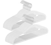 SONGMICS Cintres 30 pièces, cintres en Plastique, antidérapant, Peu encombrant, épaisseur 0,5 cm, Largeur 42 cm, Crochet pivotant à 360° Argent, Blanc CRP020W03